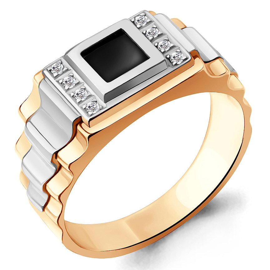 Кольцо, золото, фианит, 60655Ч.1